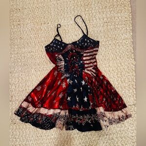 Fourth of July,  V-neck Sleeveless,  Sun Dress, Size Small, digital printed, New